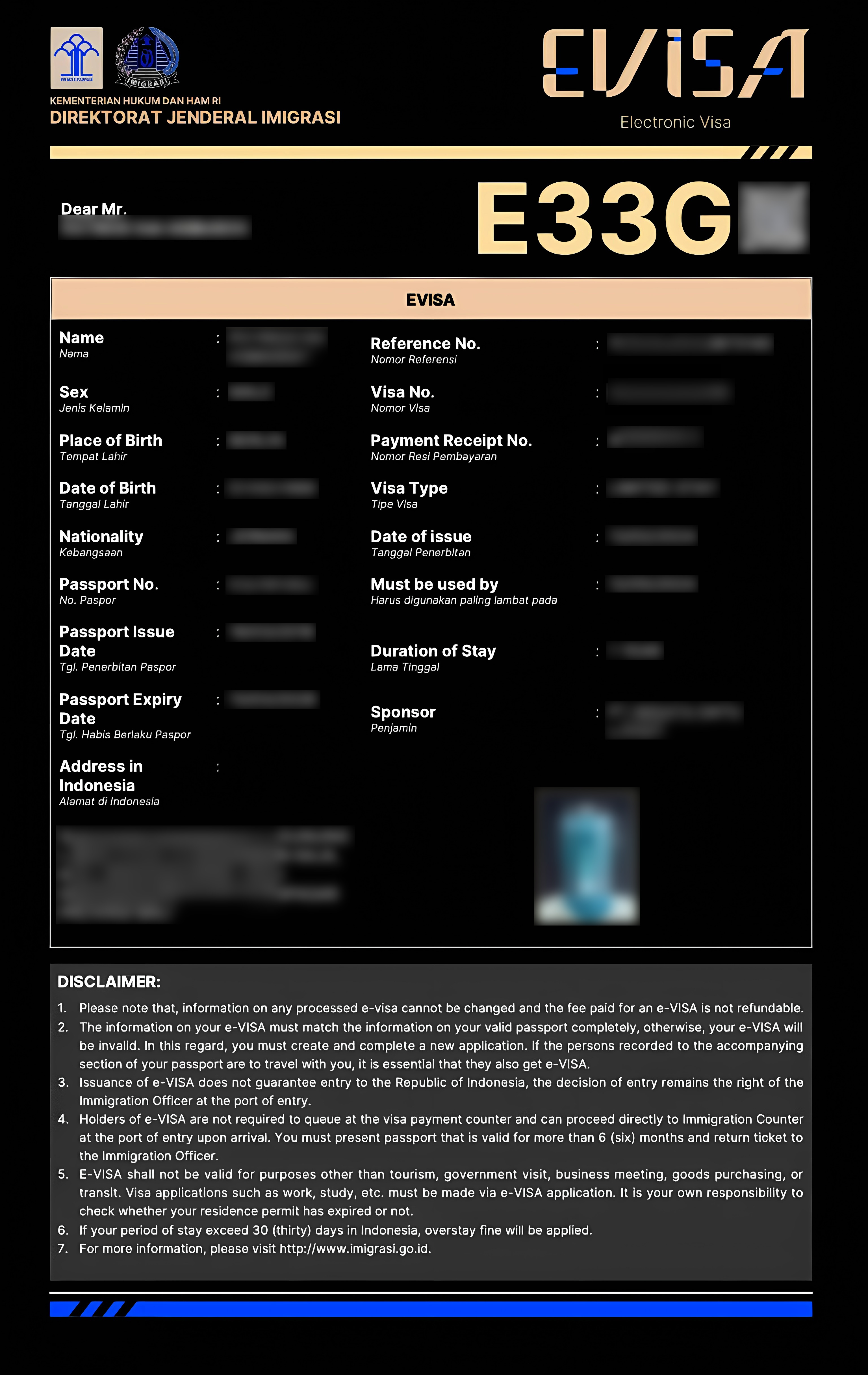 Bali Visa E33G Remote Worker OTHER⁩