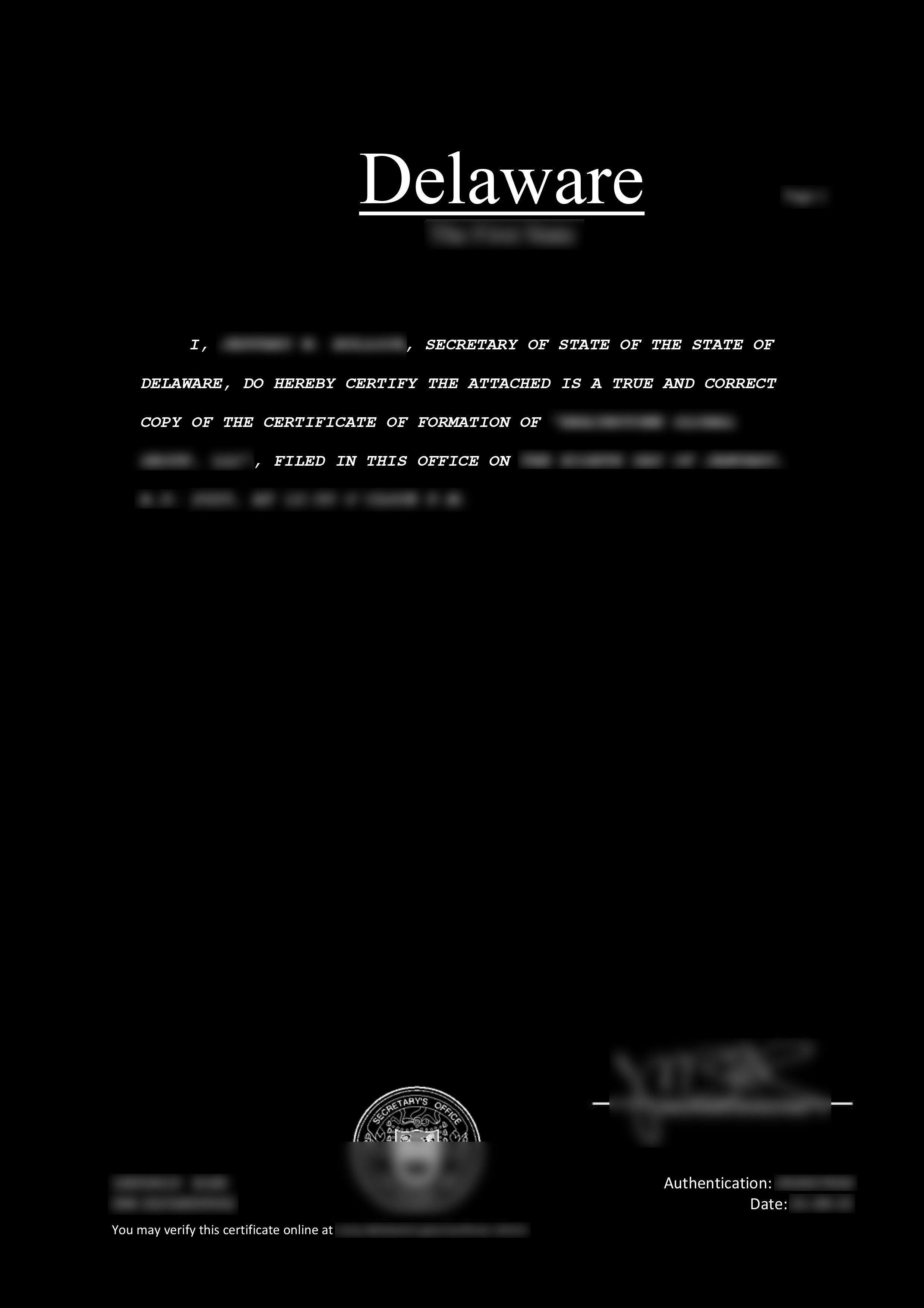 米国LLC設立証明書の承認⁩